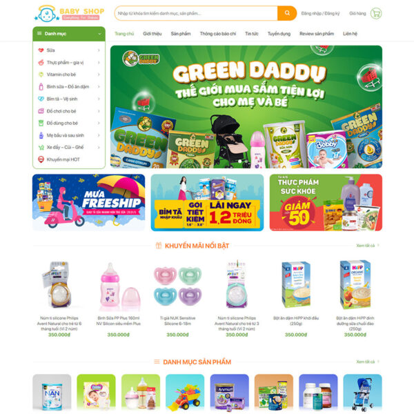 Theme wordpress đồ em bé kid plaza - Ảnh 2