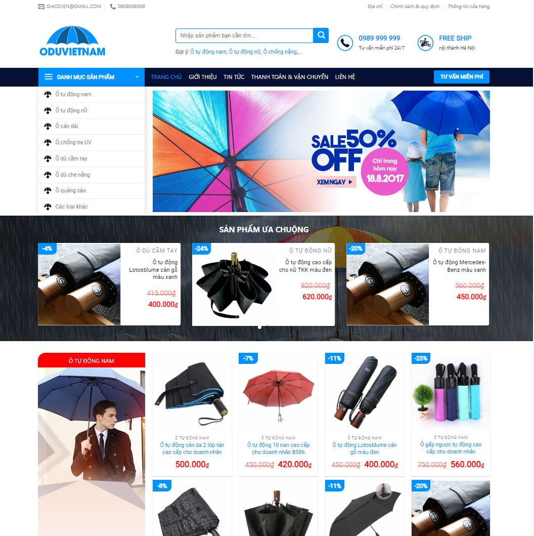 Theme wordpress bán áo mưa