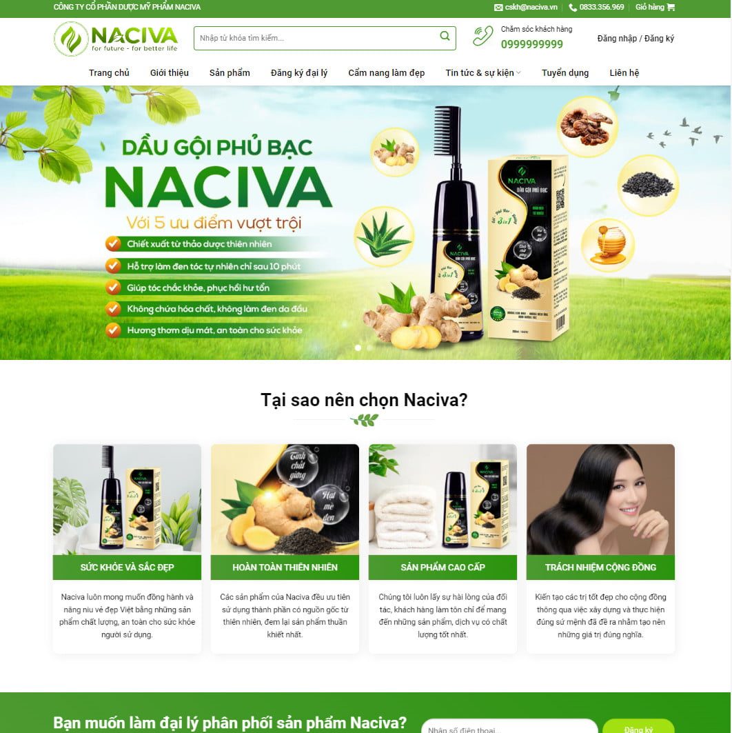 Theme wordpress dầu gội đầu, mỹ phẩm