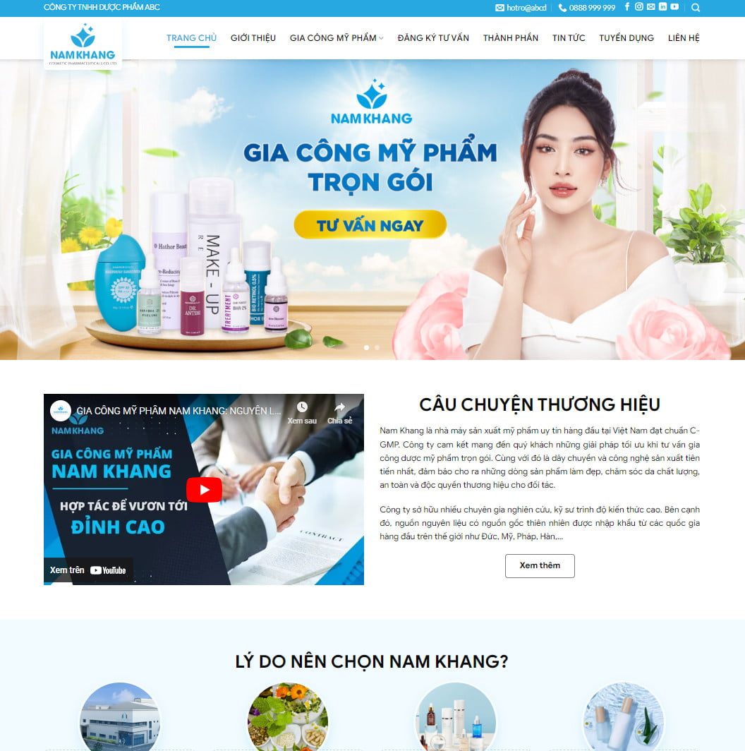 Theme wordpress dịch vụ gia công mỹ phẩm