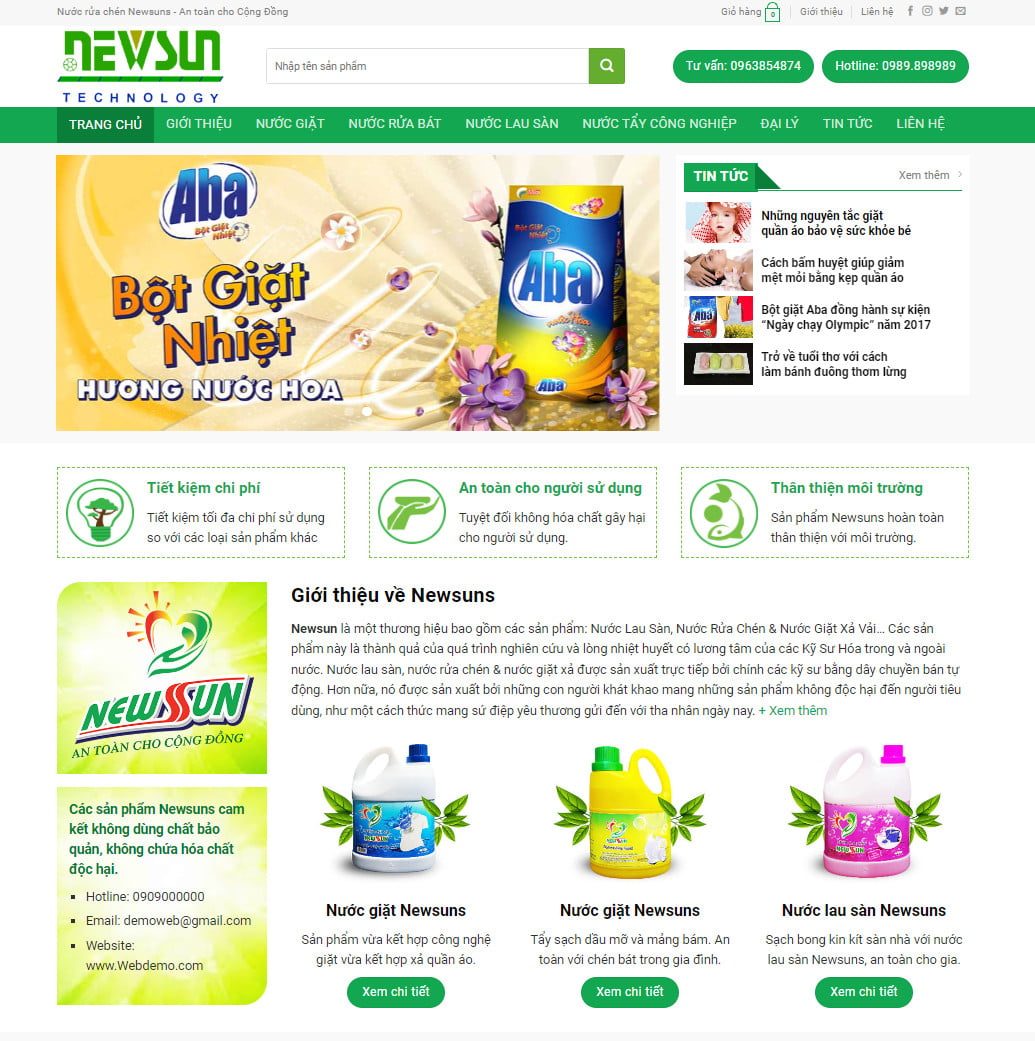 Theme wordpress bán nước giặt, bột giặt