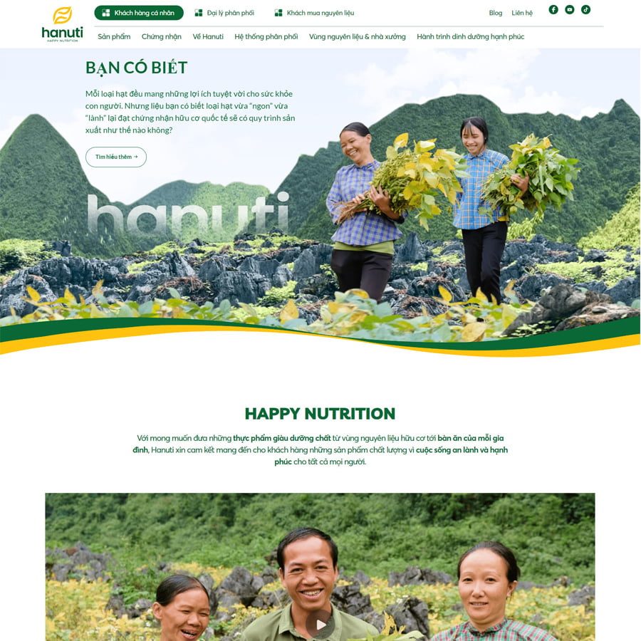 Theme wordpress nguyên liệu sạch - organic giống hanuti