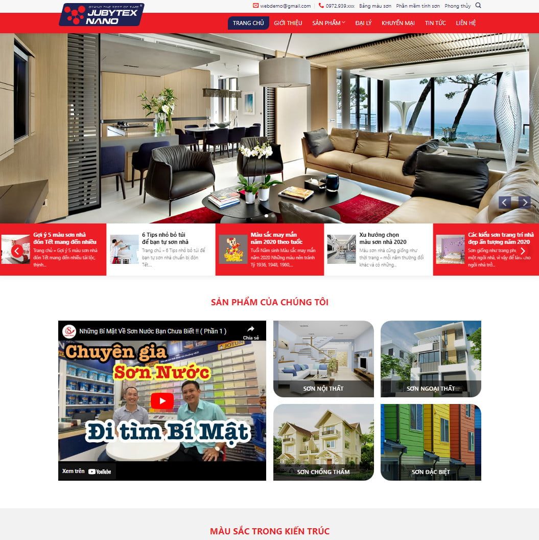 Theme wordpress bán sơn nước, sơn nhà, bột sơn