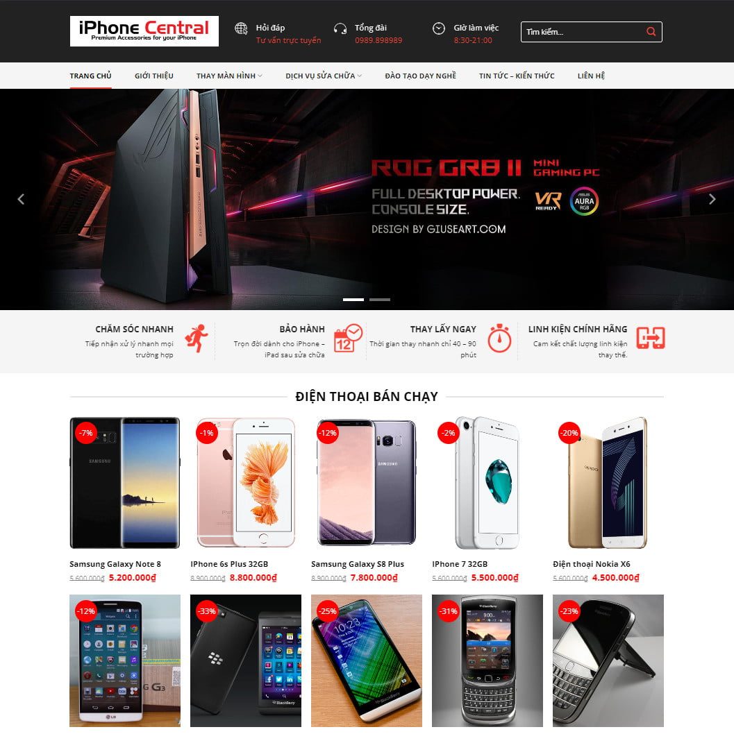 Theme wordpress dịch vụ sửa điện thoại 02