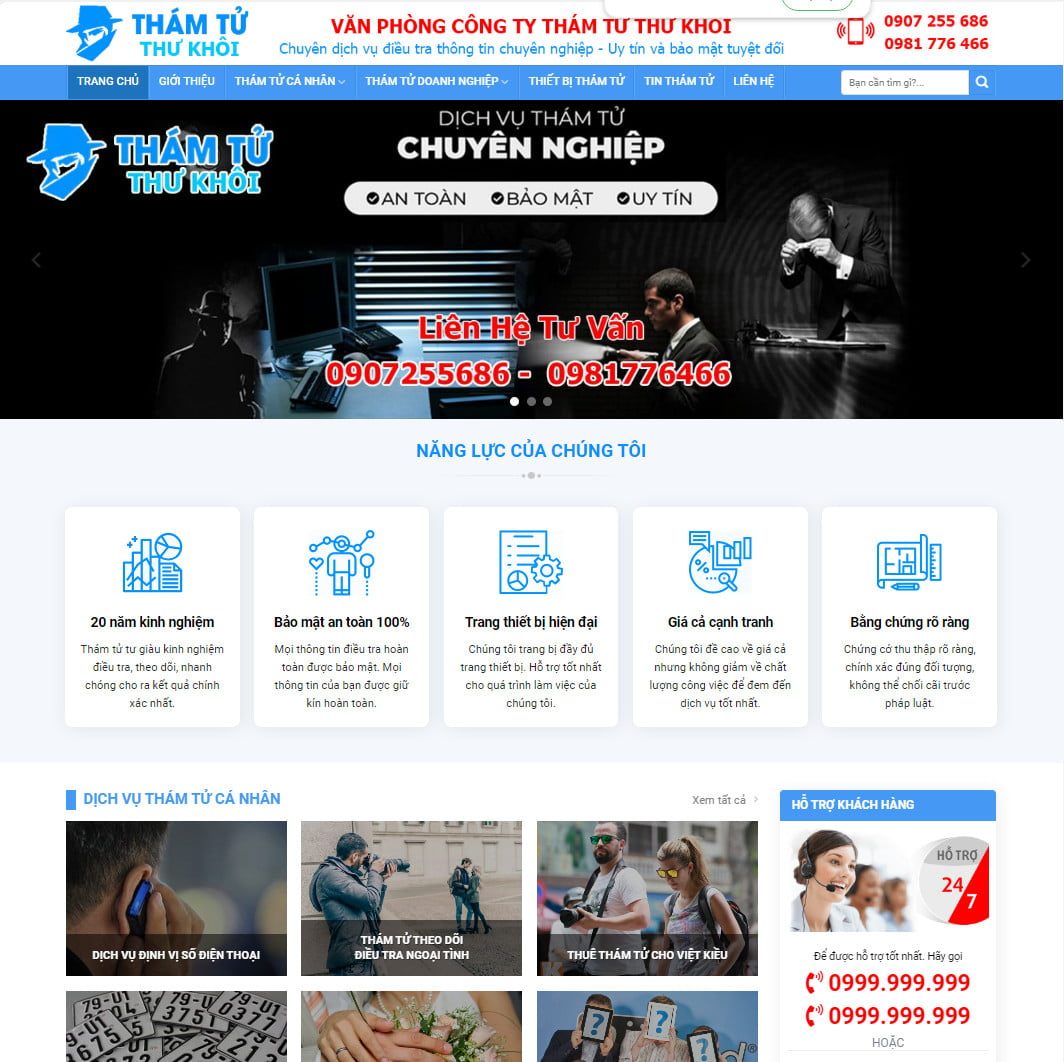Theme wordpress dịch vụ thám tử