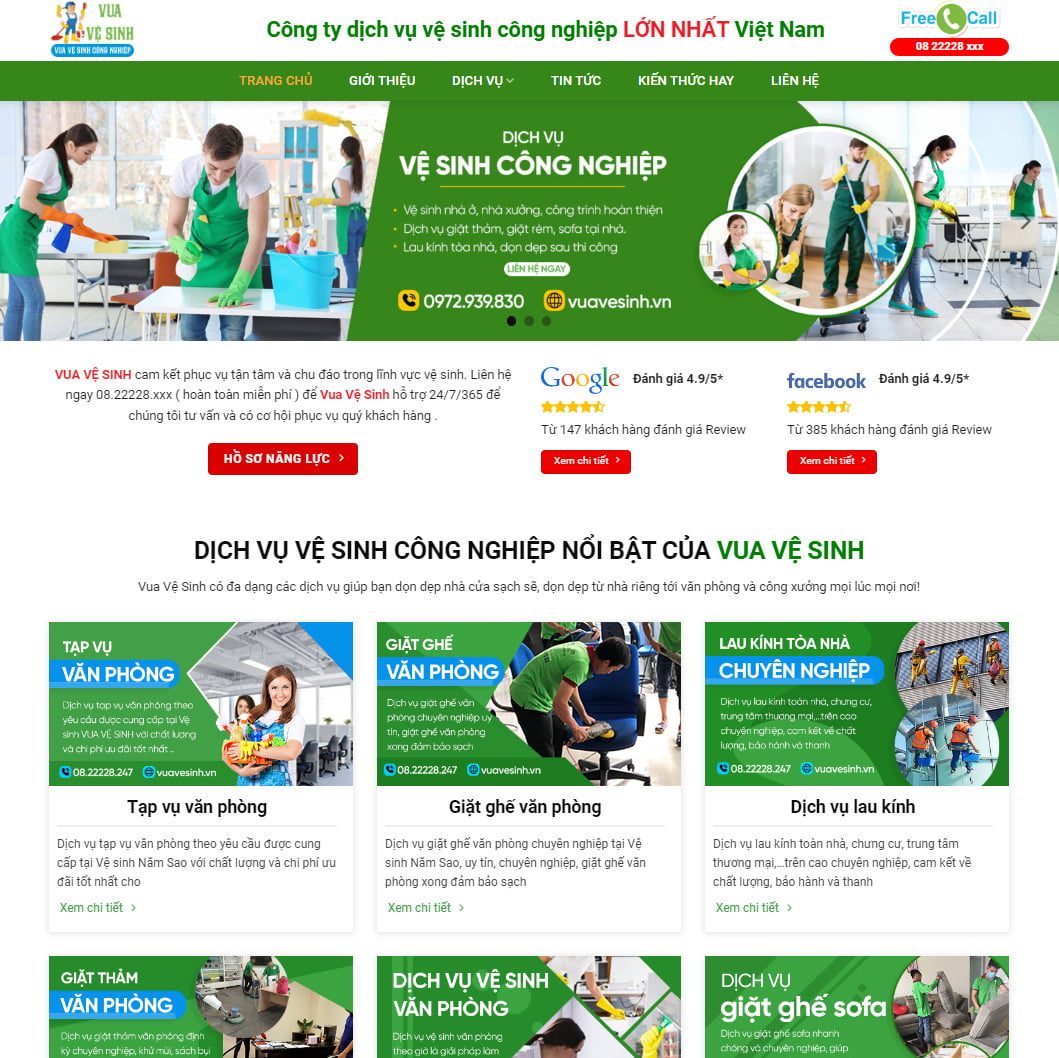 Theme wordpress dịch vụ vệ sinh công nghiệp 01