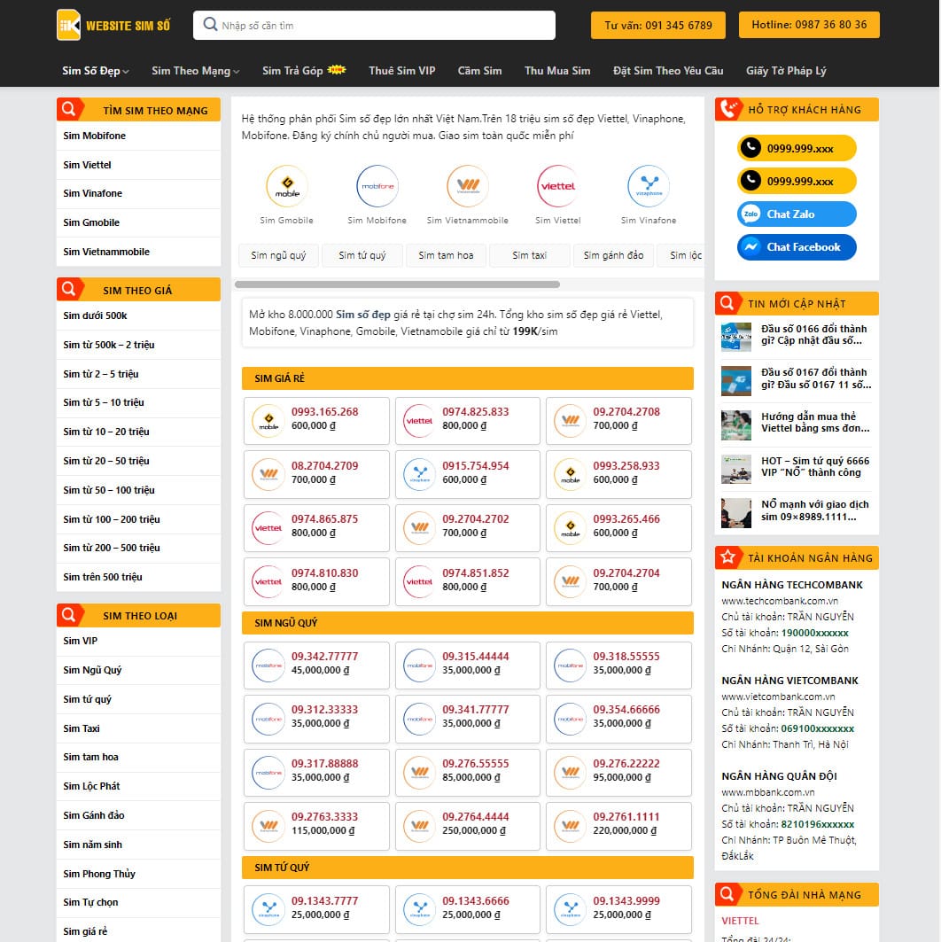 Theme wordpress sim số 02